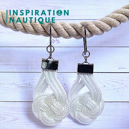 Boucles d'oreilles Double Coin Knot, Blanches