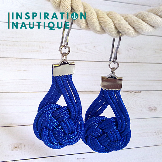 Boucles d'oreilles Double Coin Knot, Bleues