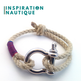 Bijou avec manille et corde de bateau pour homme ou femme