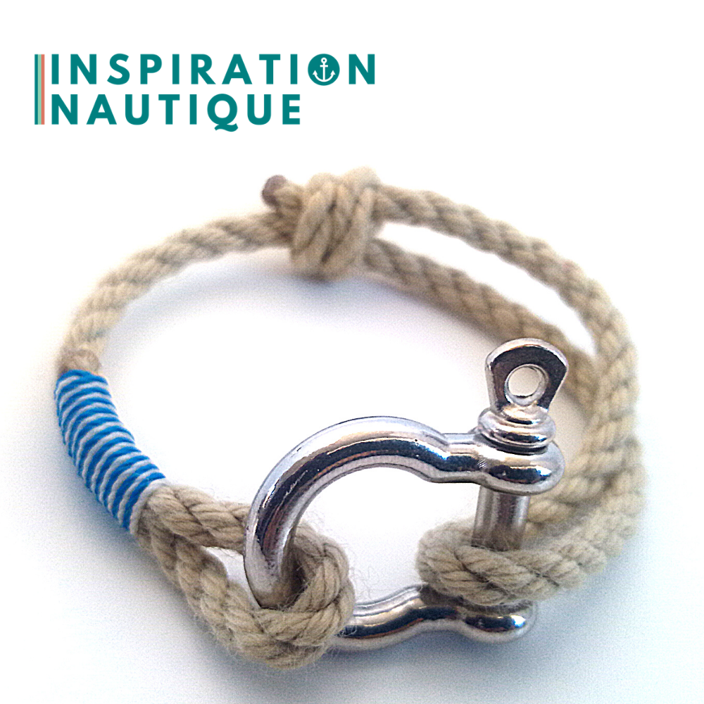 Bracelet nautique avec manille pour homme ou femme