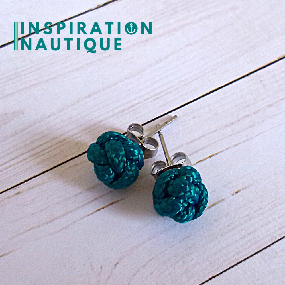 Boucles d'oreilles nautiques, boutons en noeud de sifflet de bosco, Sarcelles