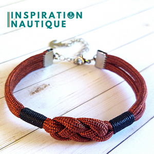 Bracelet marin avec noeud de carrick, unisexe, en paracorde 550 et acier inoxydable, Rouille
