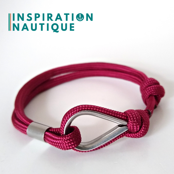 Prêt-à-partir | Bracelet marin avec cosse et noeud coulissant, Bourgogne, Medium