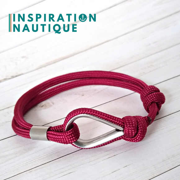 Bracelet marin avec cosse et noeud coulissant, Bourgogne