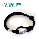 Bracelet marin avec cosse et noeud coulissant, Noir