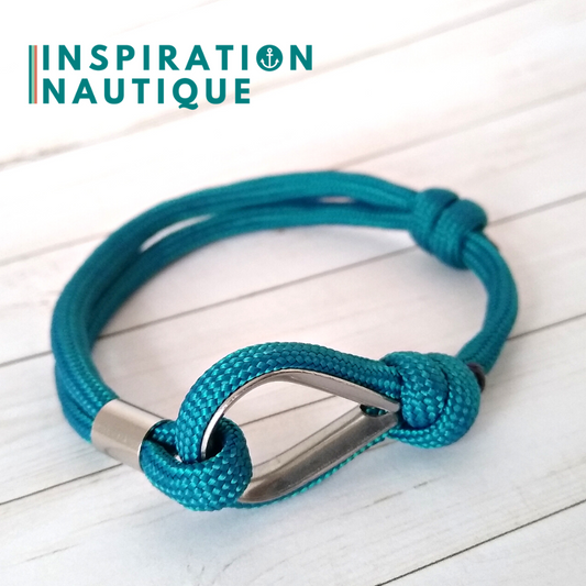 Bracelet marin avec cosse et noeud de pêcheur, Sarcelle doux