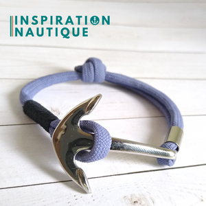 Bracelet marin avec ancre pour homme ou femme en paracorde 550 et acier inoxydable, ajustable, Lavande mauve