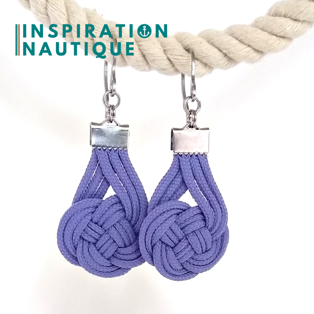 Double Coin Knot Earrings, Purple Lavender