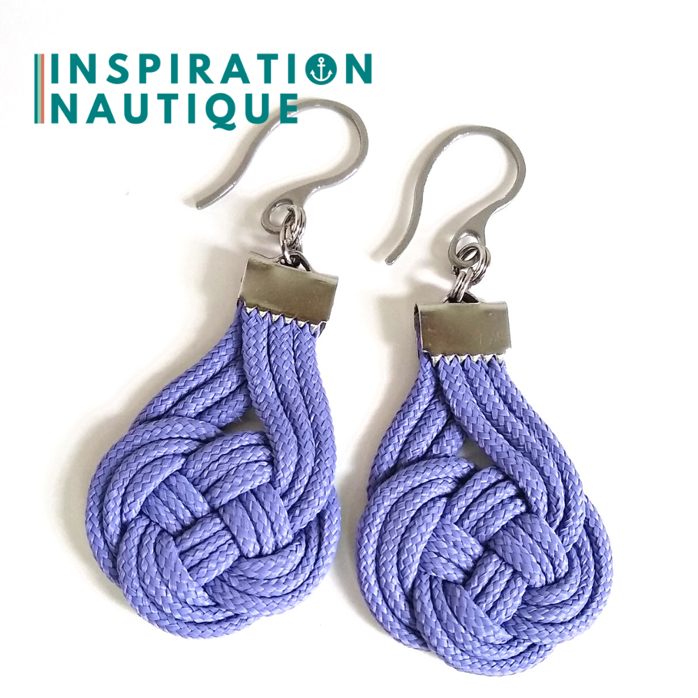 Double Coin Knot Earrings, Purple Lavender