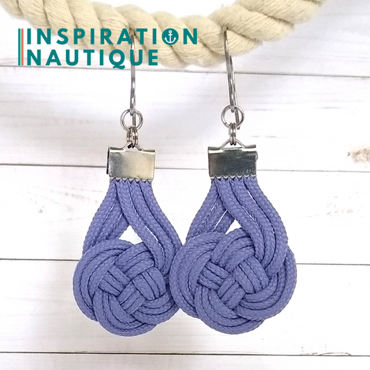 Double Coin Knot Earrings, Purple Lavender