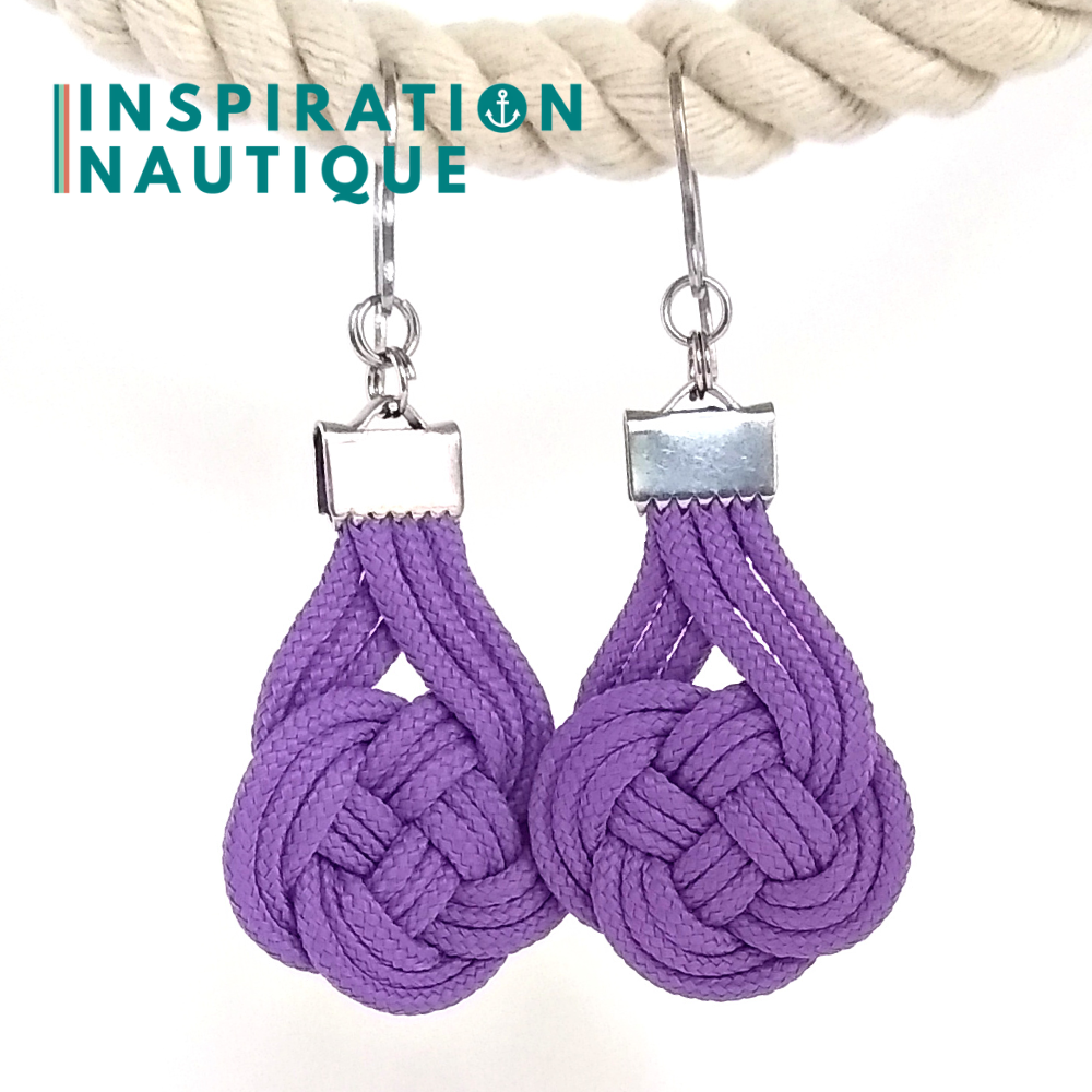 Double Coin Knot Earrings, Lilac