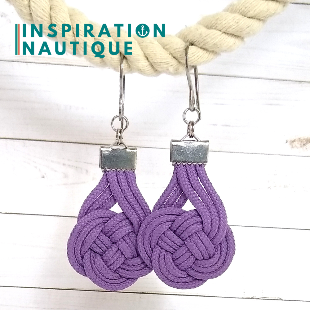 Double Coin Knot Earrings, Lilac