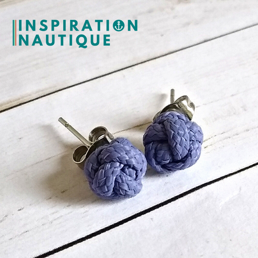 Bosun's whistle knot earrings, Purple lavender