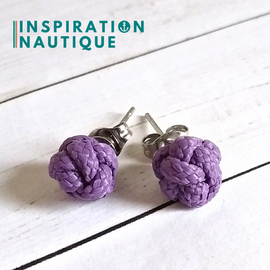 Bosun's whistle knot earrings, Lilac