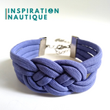 Bracelet marin avec noeud de carrick double unisexe, en paracorde 550 et acier inoxydable, Lavande mauve