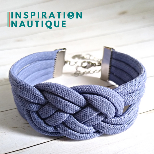 Bracelet marin avec noeud de carrick double unisexe, en paracorde 550 et acier inoxydable, Lavande mauve