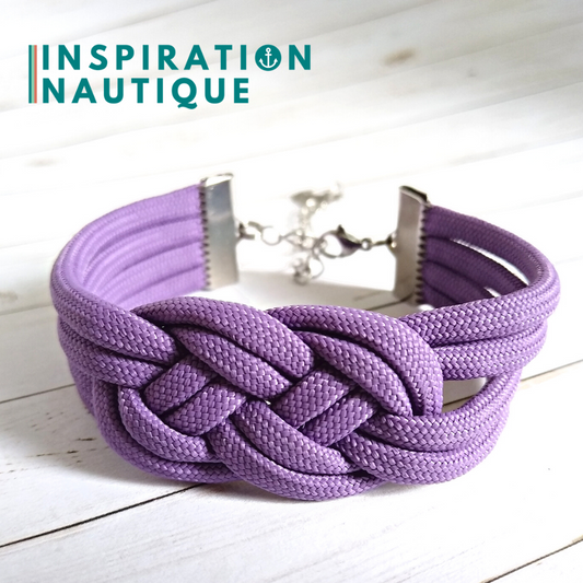 Bracelet marin avec noeud de carrick double unisexe, en paracorde 550 et acier inoxydable, Lilas