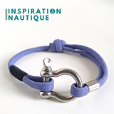 Bracelet marin avec manille pour homme ou femme en paracorde 550 et acier inoxydable, ajustable, Lavande mauve