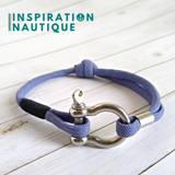 Bracelet marin avec manille pour homme ou femme en paracorde 550 et acier inoxydable, ajustable, Lavande mauve