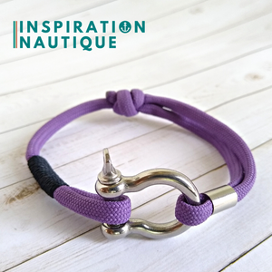 Bracelet marin avec manille pour homme ou femme en paracorde 550 et acier inoxydable, ajustable, Lilas