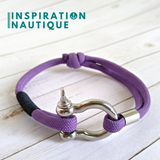 Bracelet marin avec manille pour homme ou femme en paracorde 550 et acier inoxydable, ajustable, Lilas