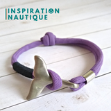 Bracelet marin avec queue de baleine pour femme ou homme en paracorde 550 et acier inoxydable, ajustable, Lilas