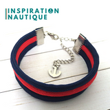 Bracelet marin triple rayures unisexe en paracorde 550 et acier inoxydable, Marine et rouge