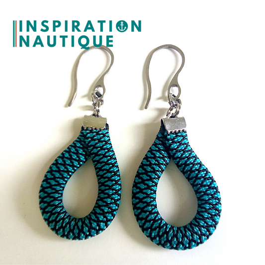 Ready to ship - Goutte earrings, Turquoise and black, diamonds