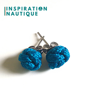 Prêt-à-partir | Boucles d'oreilles Noeud de sifflet de bosco, Bleues Caraïbes