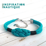 Bracelet marin avec noeud de carrick, unisexe, en paracorde 550 et acier inoxydable, Turquoise