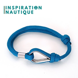 Bracelet marin avec cosse et noeud coulissant, Bleu Caraïbes