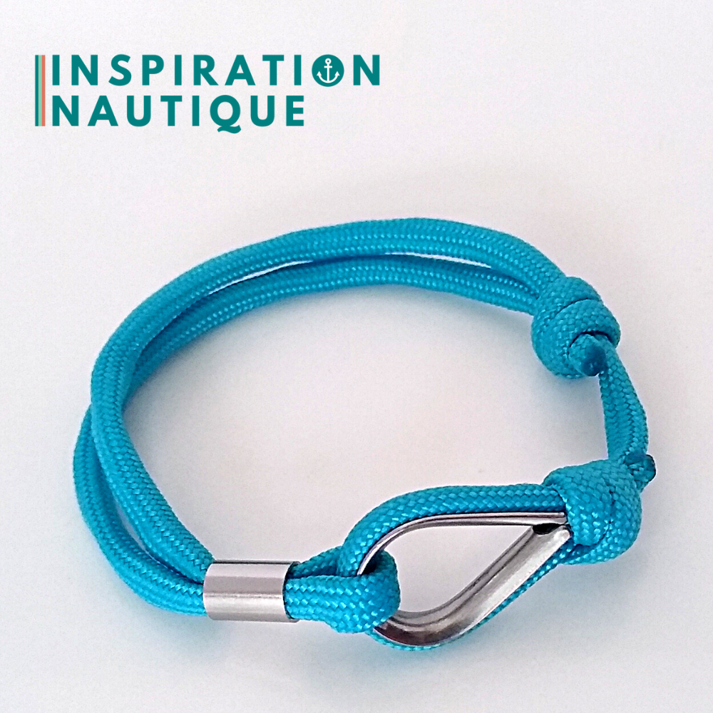 Bracelet marin avec cosse et noeud de pêcheur, Turquoise