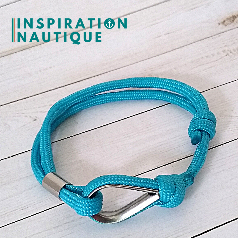 Bracelet marin avec cosse et noeud de pêcheur, Turquoise