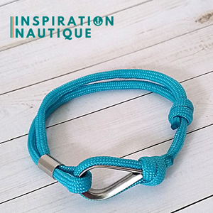 Bracelet marin avec cosse et noeud coulissant, Turquoise