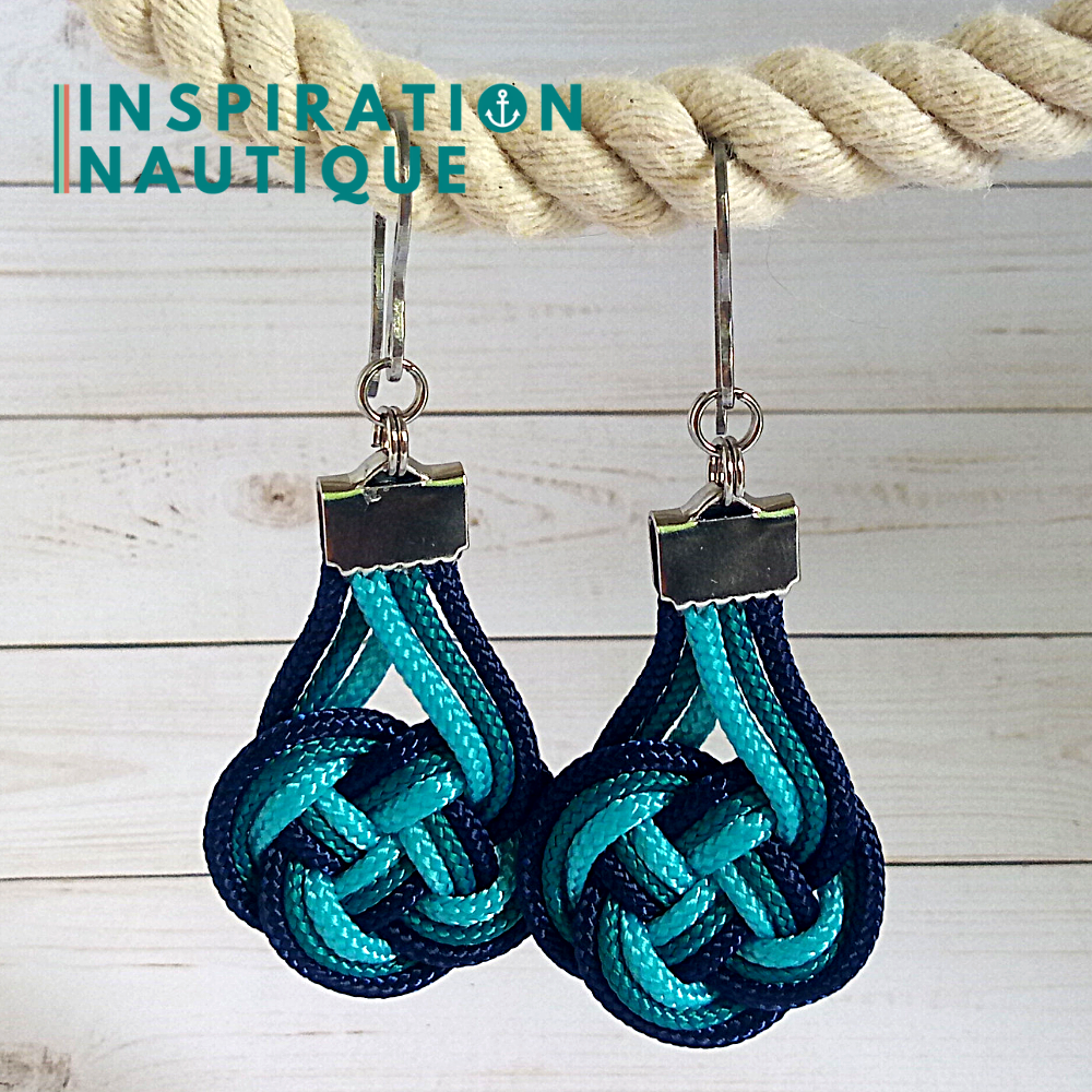 Boucles d'oreilles Double Coin Knot, Turquoise, sarcelle et marine