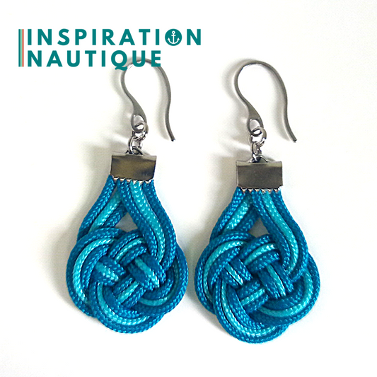 Boucles d'oreilles Double Coin Knot, Turquoise et bleu Caraïbes