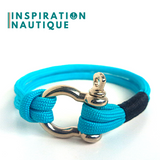 Bracelet marin avec manille pour homme ou femme en paracorde 550 et acier inoxydable, Turquoise