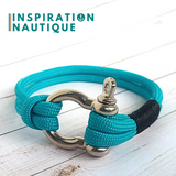 Bracelet marin avec manille pour homme ou femme en paracorde 550 et acier inoxydable, Turquoise