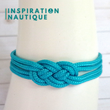 Bracelet marin avec mini noeud de carrick double unisexe, en petite paracorde et acier inoxydable, Turquoise