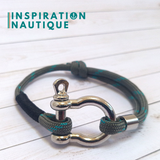 Bracelet marin avec manille pour homme ou femme en paracorde 550 et acier inoxydable, ajustable, Gris avec traceur turquoise