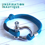 Bracelet marin avec manille pour homme ou femme en paracorde 550 et acier inoxydable, ajustable, Bleu Caraïbes