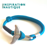 Bracelet marin avec queue de baleine pour femme ou homme en paracorde 550 et acier inoxydable, ajustable, Bleu Caraïbes