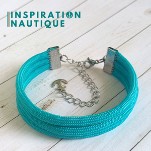 Bracelet marin triple rayures unisexe en paracorde 550 et acier inoxydable, Turquoise