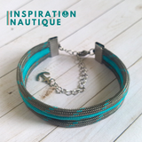 Bracelet marin triple rayures unisexe en paracorde 550 et acier inoxydable, Gris avec traceur turquoise, et turquoise