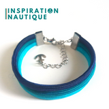 Bracelet marin triple rayures unisexe en paracorde 550 et acier inoxydable, Turquoise, sarcelle et marine