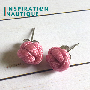 Boucles d'oreilles Noeud de sifflet de bosco, Lavande rose