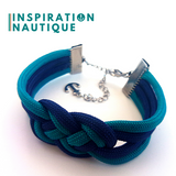 Bracelet marin avec noeud de carrick double unisexe, en paracorde 550 et acier inoxydable, Marine et sarcelle