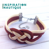 Bracelet marin avec noeud de carrick double unisexe, en paracorde 550 et acier inoxydable, Rouille et crème