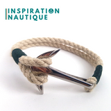 Bracelet marin avec ancre pour homme ou femme en cordage de bateau et acier inoxydable, Naturel et couleurs variées