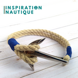 Bracelet marin avec ancre pour homme ou femme en cordage de bateau et acier inoxydable, Naturel et couleurs classiques